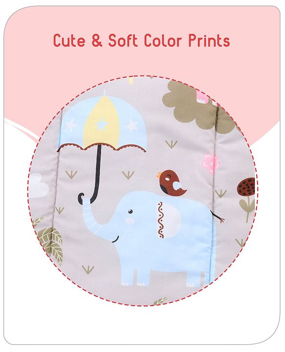 Babyhug Multi Purpose Baby Mat With Rainy Day Theme Print Set Of 3 - Light Beige
