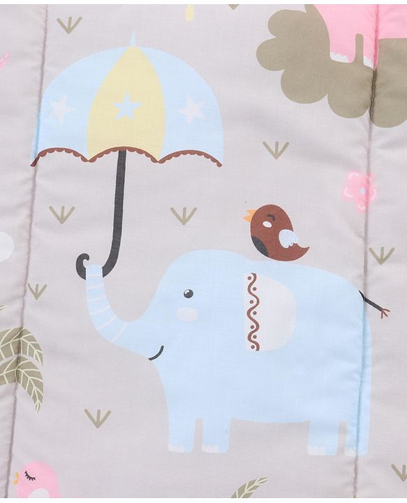 Babyhug Multi Purpose Baby Mat With Rainy Day Theme Print Set Of 3 - Light Beige