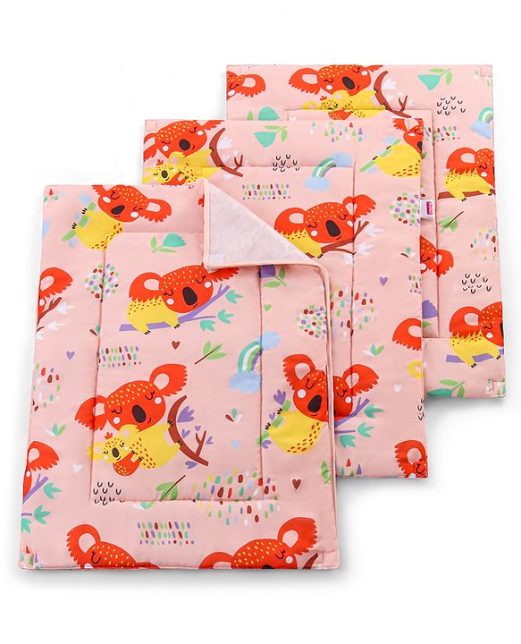 Babyhug Multi Purpose Baby Mat With Rainy Day Theme Print Set Of 3 - Light Beige