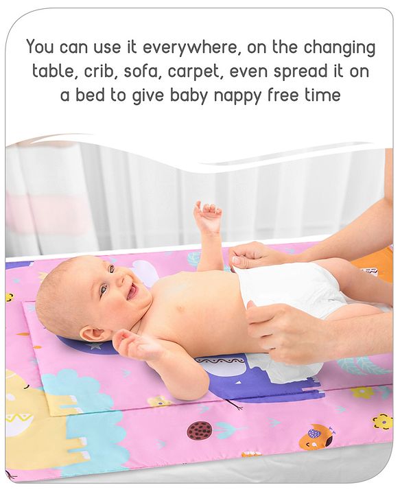 Babyhug Multi Purpose Baby Mat With Rainy Day Theme Print Set Of 3 - Light Beige