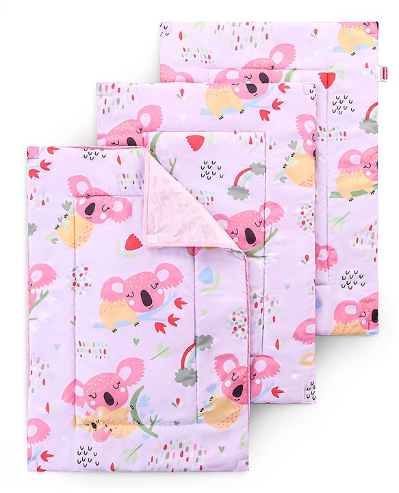 Babyhug Multi Purpose Baby Mat With Rainy Day Theme Print Set Of 3 - Light Beige