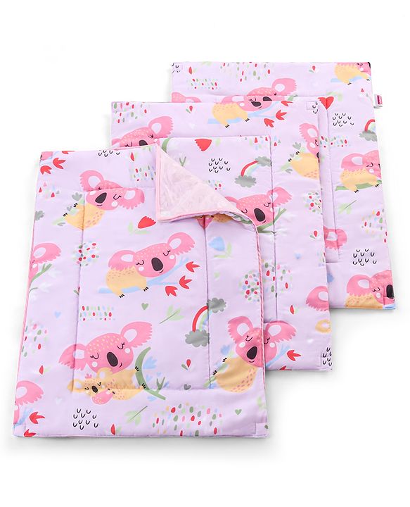 Babyhug Multi Purpose Baby Mat With Rainy Day Theme Print Set Of 3 - Light Beige
