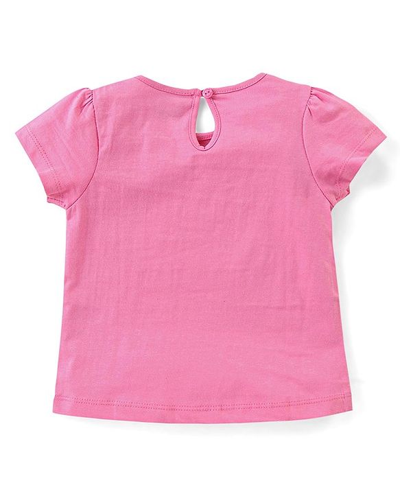 Babyhug Cotton Knit Half Sleeves Top Floral Graphics Pack Of 3 - Pink & Yellow