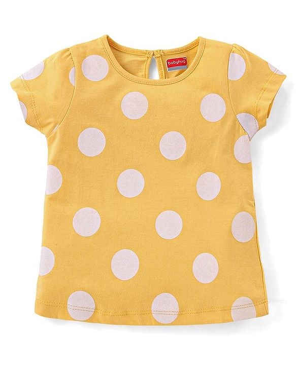 Babyhug Cotton Knit Half Sleeves Top Floral Graphics Pack Of 3 - Pink & Yellow