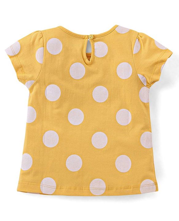 Babyhug Cotton Knit Half Sleeves Top Floral Graphics Pack Of 3 - Pink & Yellow