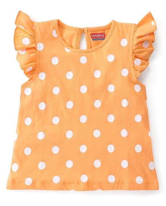 Babyhug Cotton Frill Sleeves Tops With Floral Smiley & Polka Dots Print Pack of 3 - Multicolor