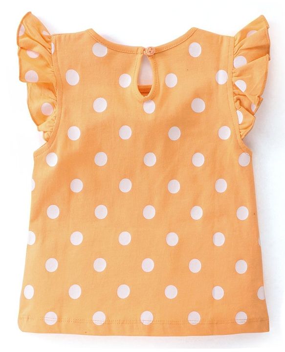 Babyhug Cotton Frill Sleeves Tops With Floral Smiley & Polka Dots Print Pack of 3 - Multicolor