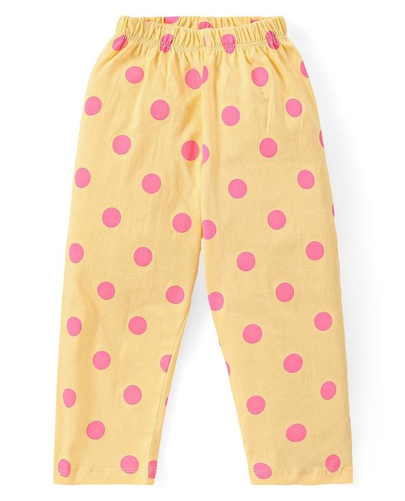 Babyhug Cotton Knit Frill Sleeves Floral Printed Night Suit - Yellow