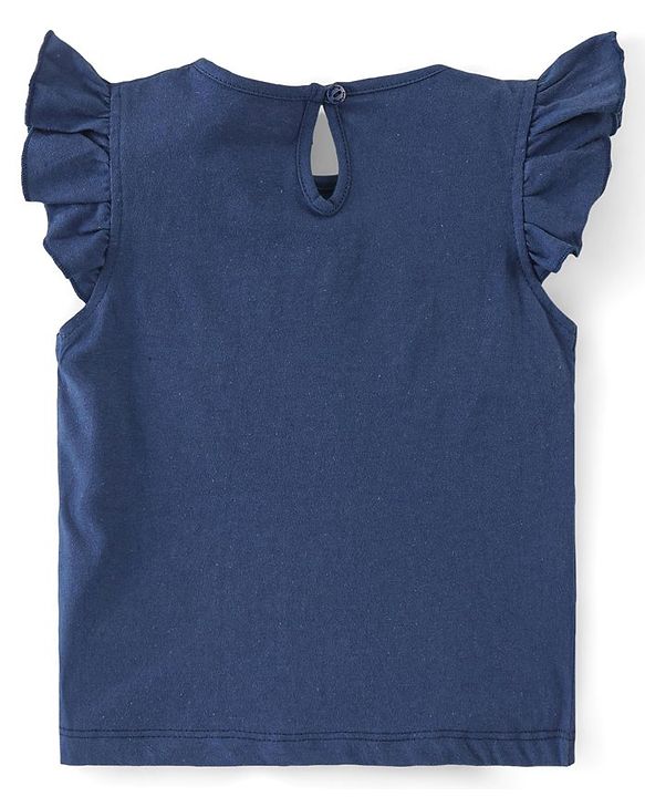 Babyhug Cotton A-Line Frill Sleeves Tops With Floral Graphics & Polka Dot Print Pack of 3 - Navy Pink & Yellow