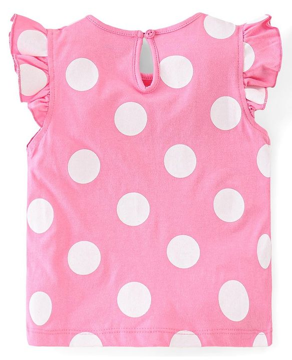 Babyhug Cotton A-Line Frill Sleeves Tops With Floral Graphics & Polka Dot Print Pack of 3 - Navy Pink & Yellow