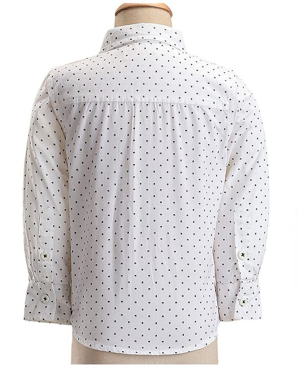 Babyhug Cotton Woven Full Sleeves Party Suit  with Bow  Polka Dots Print -  White & Black