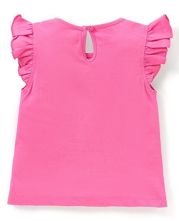Babyhug Cotton Frill Sleeves Tops With Hearts Graphics Pack of 3 - Multicolor