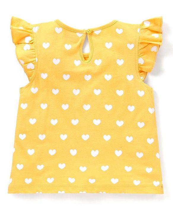 Babyhug Cotton Frill Sleeves Tops With Hearts Graphics Pack of 3 - Multicolor