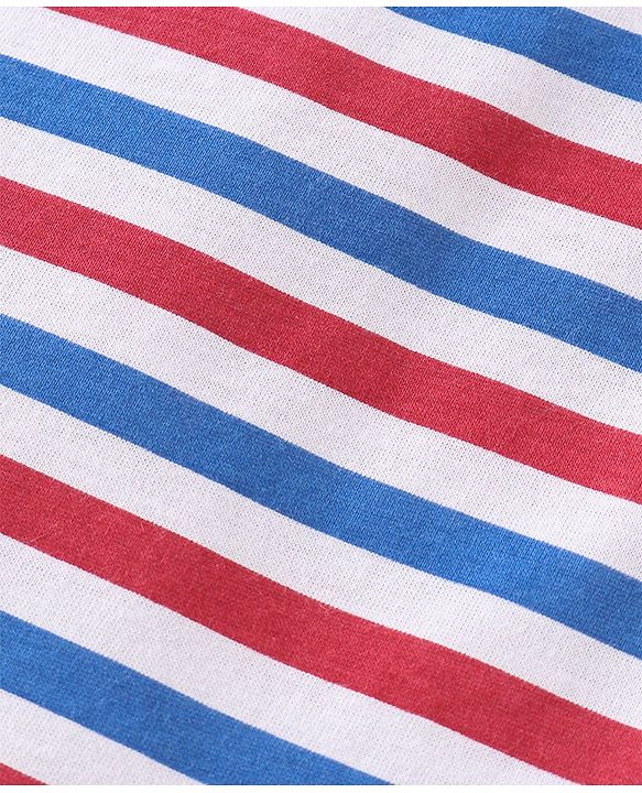Babyhug 100% Cotton Knit Sleeveless Stripes Sando - Red Blue & Red