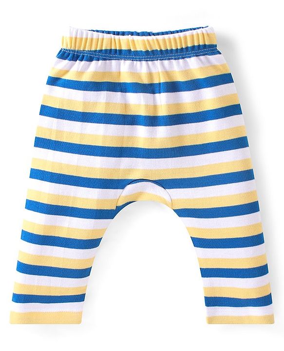 Babyhug Cotton Interlock Knit Full Length Diaper Leggings Stripes & Animal Print Pack Of 3 - Multicolor