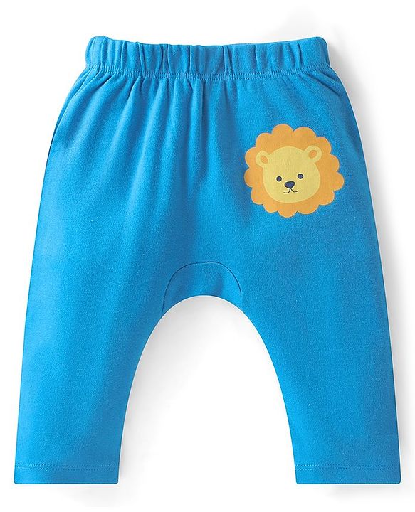 Babyhug Cotton Interlock Knit Full Length Diaper Leggings Stripes & Animal Print Pack Of 3 - Multicolor