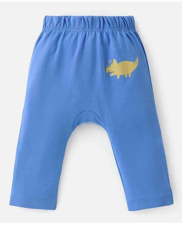 Babyhug Cotton Knit  Full Length Striped Diaper Leggings with Animal Print Pack of 3 - Multicolour