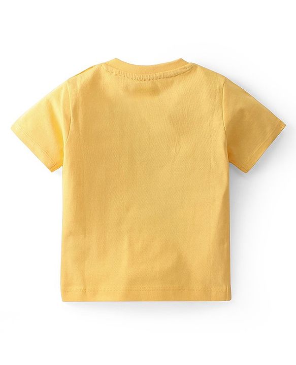 Babyhug Single Jersey Knit Half Sleeves Night Suit With Dino Print - Yellow