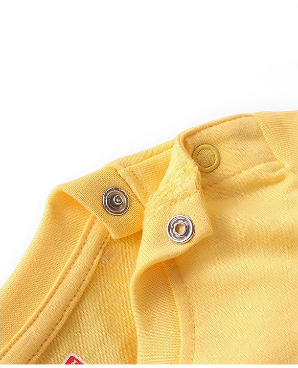 Babyhug Single Jersey Knit Half Sleeves Night Suit With Dino Print - Yellow