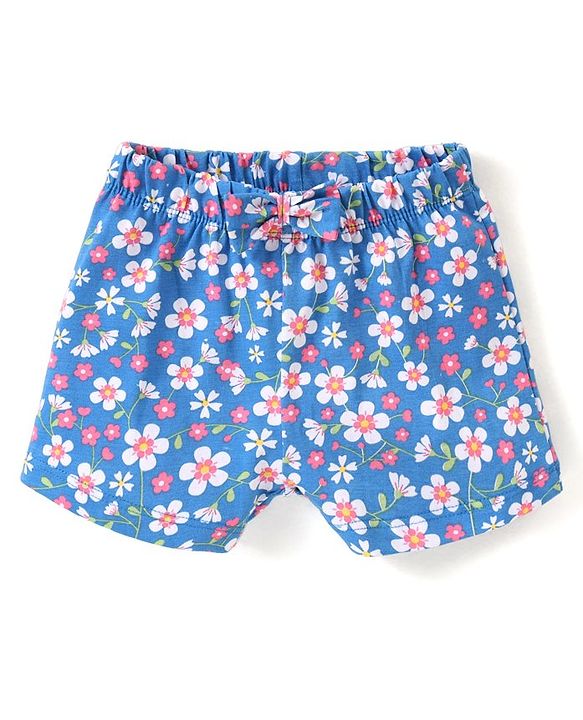 Babyhug Cotton Half Sleeves Night Suit With Floral Print - Blue