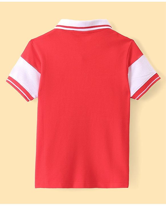 Pine Kids Half Sleeves Polo T-Shirt Best Player Print - Red