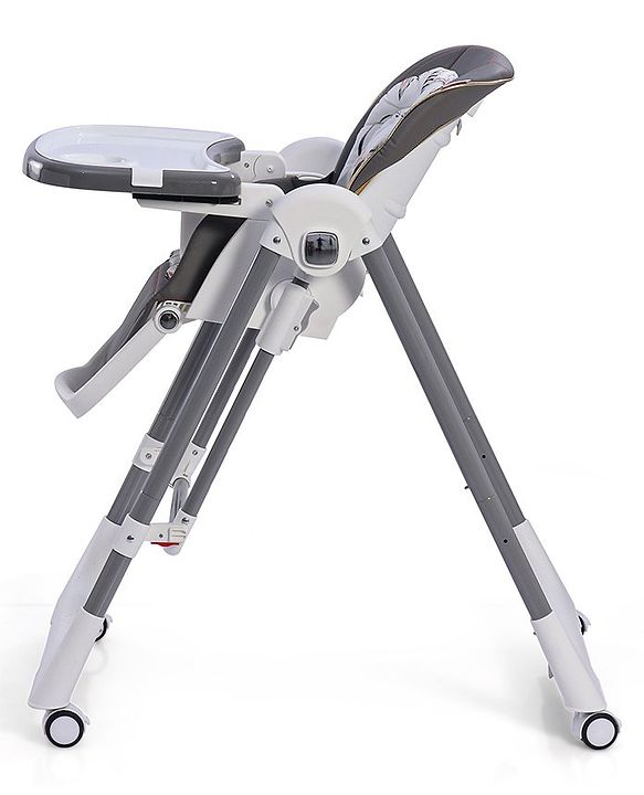 Babyhug Smart 3-in-1 High Chair with Swing for Baby, Adjustable Height, Dual Tray, Reclinable Backrest & Footrest Feeding Chair for 6 Months - 5 Years Kids - Grey