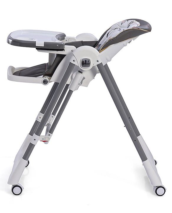 Babyhug Smart 3-in-1 High Chair with Swing for Baby, Adjustable Height, Dual Tray, Reclinable Backrest & Footrest Feeding Chair for 6 Months - 5 Years Kids - Grey