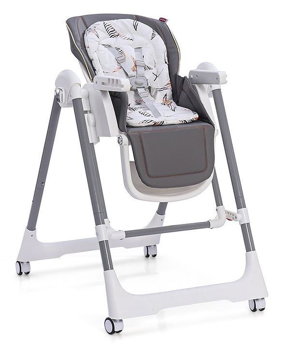 Babyhug Smart 3-in-1 High Chair with Swing for Baby, Adjustable Height, Dual Tray, Reclinable Backrest & Footrest Feeding Chair for 6 Months - 5 Years Kids - Grey