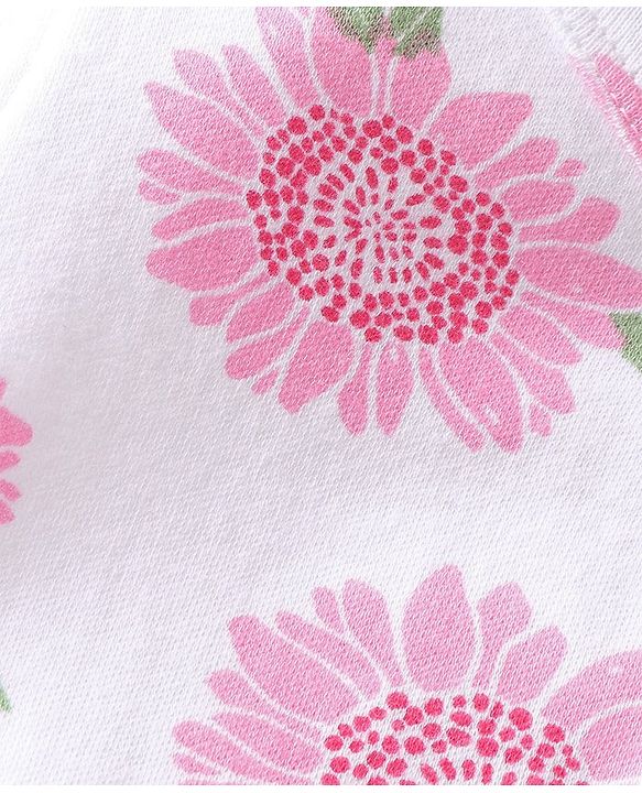 Babyhug 100% Cotton Knit Frill Sleeves Polka Dots & Floral Printed Antibacterial Front Open Vests Pack of 3 - Pink & Green