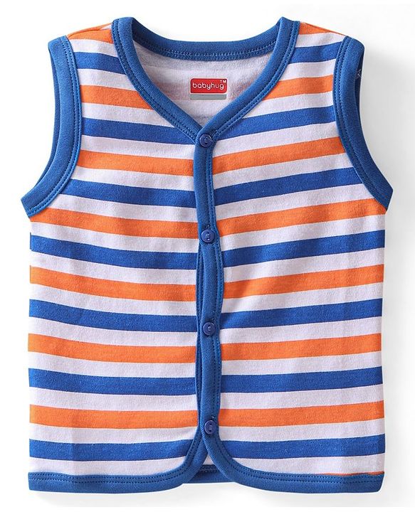 Babyhug 100% Cotton Antibacterial  Sleeveless Vests Striped & Animal Print Pack of 3 - Multicolour