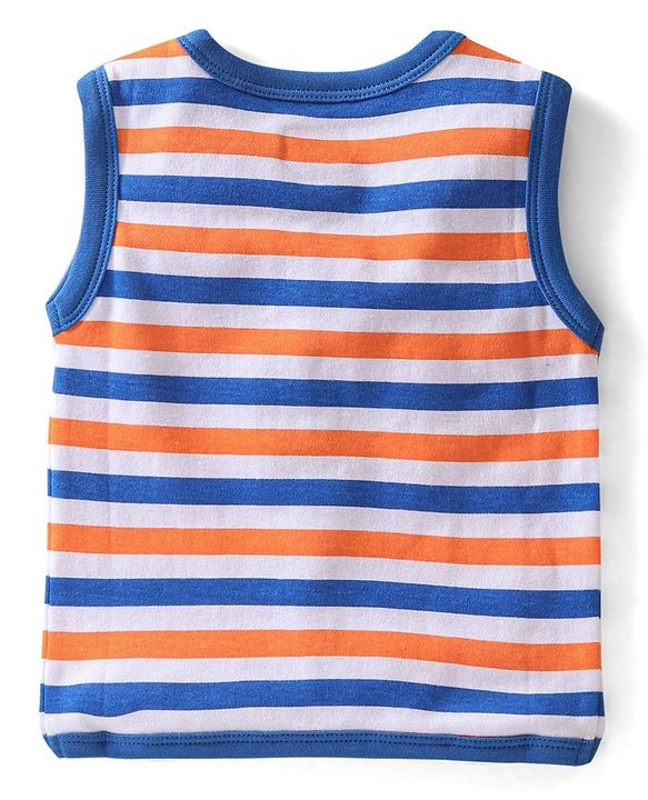 Babyhug 100% Cotton Antibacterial  Sleeveless Vests Striped & Animal Print Pack of 3 - Multicolour