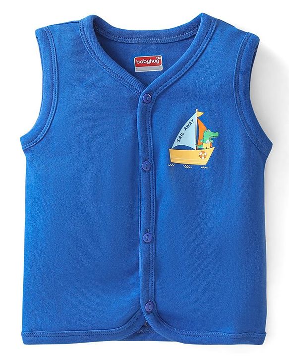 Babyhug 100% Cotton Antibacterial  Sleeveless Vests Striped & Animal Print Pack of 3 - Multicolour