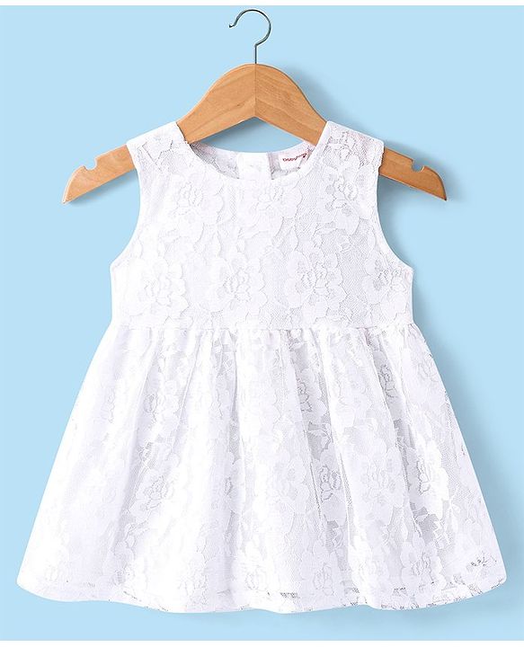 Babyhug Woven Frock with Full Sleeves Jacket Floral Embroidery - White