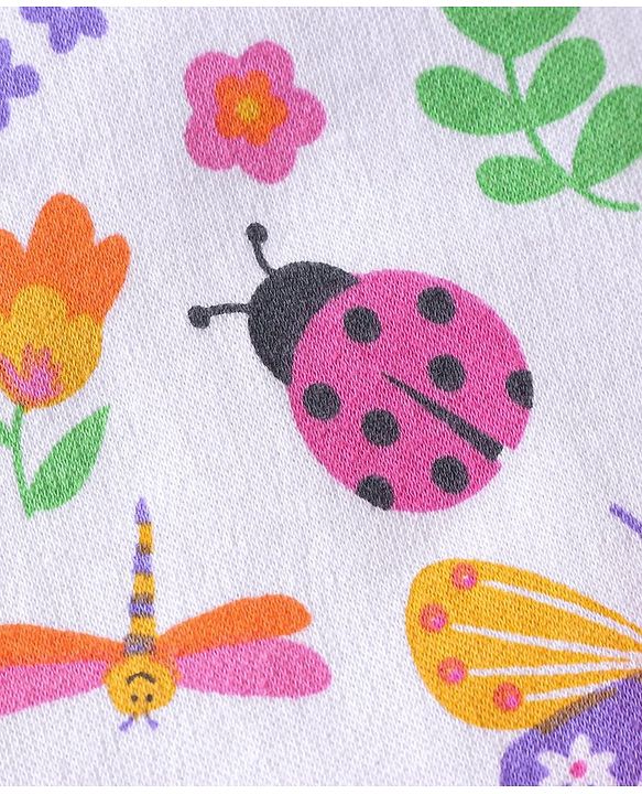 Babyhug 100% Cotton Knit Half Sleeves Onesies Floral Print Pack of 2 - Multicolour