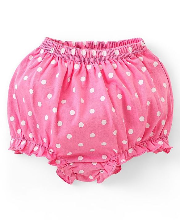 Babyhug 100% Cotton Knit Floral & Polka Dots Printed Antibacterial Bloomers Pack of 3 - Multicolour