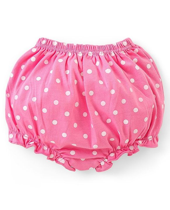 Babyhug 100% Cotton Knit Floral & Polka Dots Printed Antibacterial Bloomers Pack of 3 - Multicolour