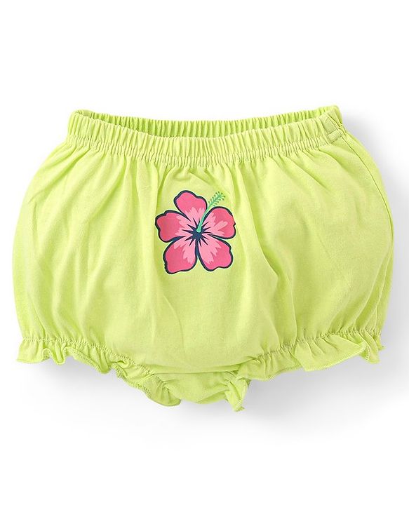 Babyhug 100% Cotton Antibacterial Bloomers Polka Dots and Floral Print Pack of 3 - Pink & Green