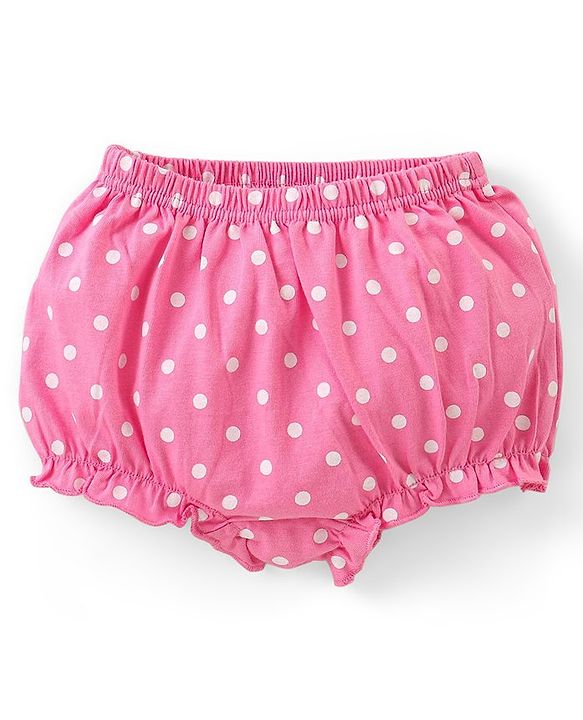 Babyhug 100% Cotton Antibacterial Bloomers Polka Dots and Floral Print Pack of 3 - Pink & Green
