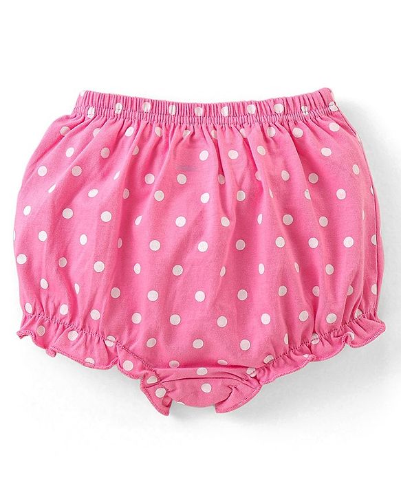 Babyhug 100% Cotton Antibacterial Bloomers Polka Dots and Floral Print Pack of 3 - Pink & Green