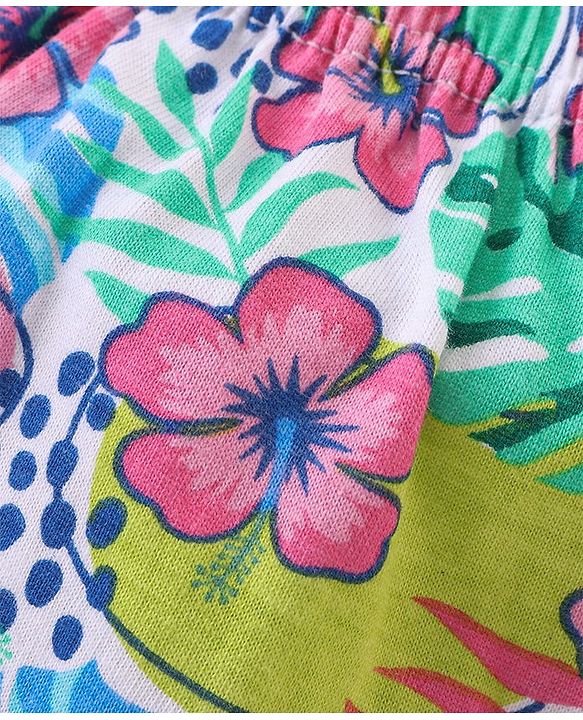 Babyhug 100% Cotton Antibacterial Bloomers Polka Dots and Floral Print Pack of 3 - Pink & Green