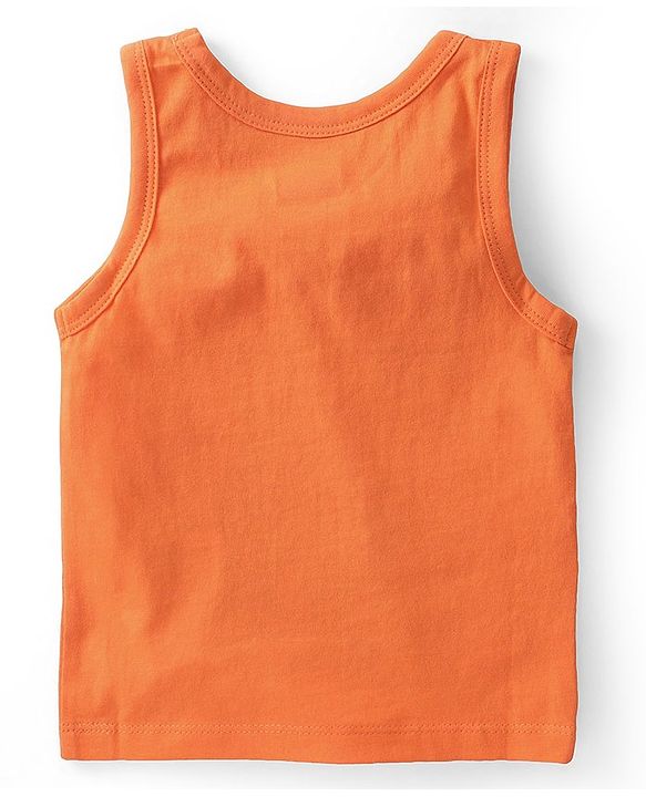 Babyhug 100% Cotton Antibacterial Sleeveless Sando with Elephant & Boat Print Pack Of 3 - Blue & Orange