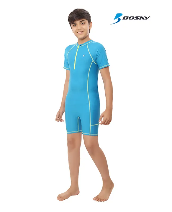 Buy Bosky Swimwear Half Sleeves Bodysuit with Line Print Sea Blue for Boys 12 14Years Online in India Shop at FirstCry 16458556