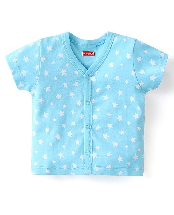 Babyhug 100% Cotton Knit Half Sleeves Front Open Vests Stripes & Bear Print Pack of 5 - White Yellow & Blue