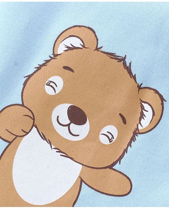 Babyhug 100% Cotton Knit Half Sleeves Front Open Vests Stripes & Bear Print Pack of 5 - White Yellow & Blue
