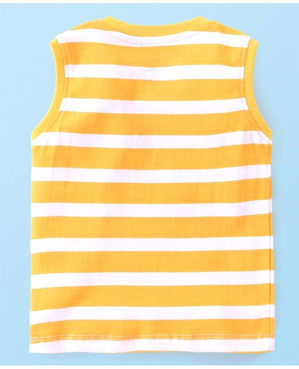 Babyhug Single Jersey Knit Half Sleeves T-Shirts & Shorts Set with Beach Theme Print - White Yellow & Blue