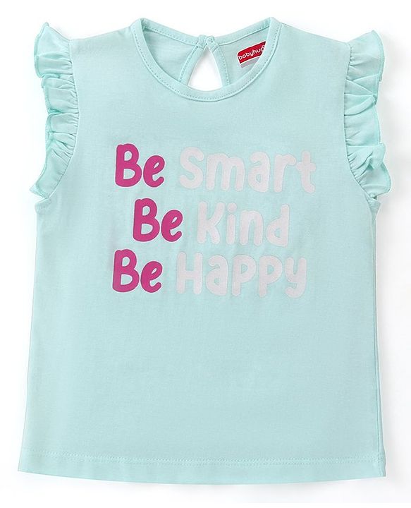 Babyhug Cotton Knit Frill Sleeves Top with Text Print Pack of 3 - Pink & Blue