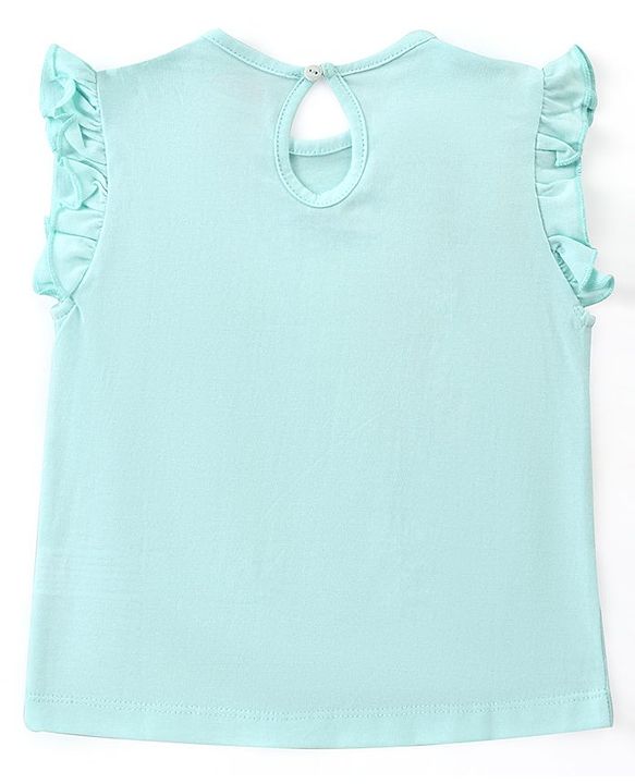 Babyhug Cotton Knit Frill Sleeves Top with Text Print Pack of 3 - Pink & Blue