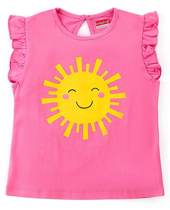 Babyhug Cotton Knit Frill Sleeves Top with Text Print Pack of 3 - Pink & Blue