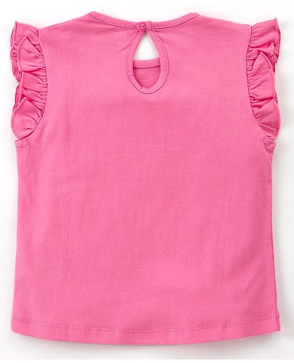 Babyhug Cotton Knit Frill Sleeves Top with Text Print Pack of 3 - Pink & Blue