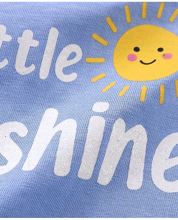 Babyhug Cotton Knit Frill Sleeves Top with Text Print Pack of 3 - Pink & Blue